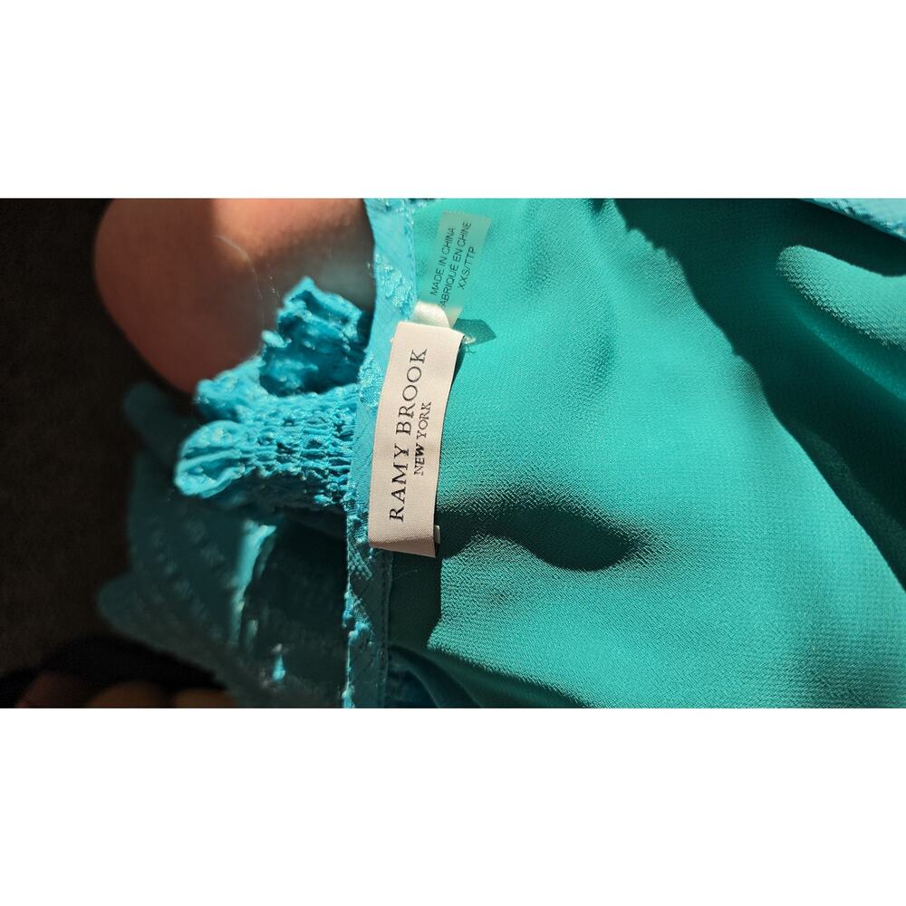 Rami Brook NY V Neck Mini Dress Size x xs Teal Nordstrom brand - Picture 6 of 7